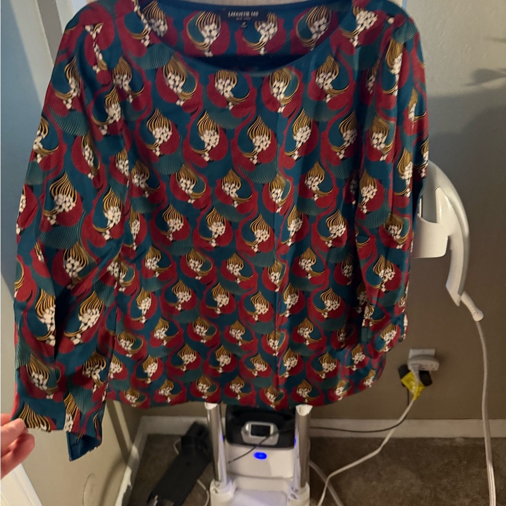 Lafayette 148 New York Multicolor Abstract Blouse